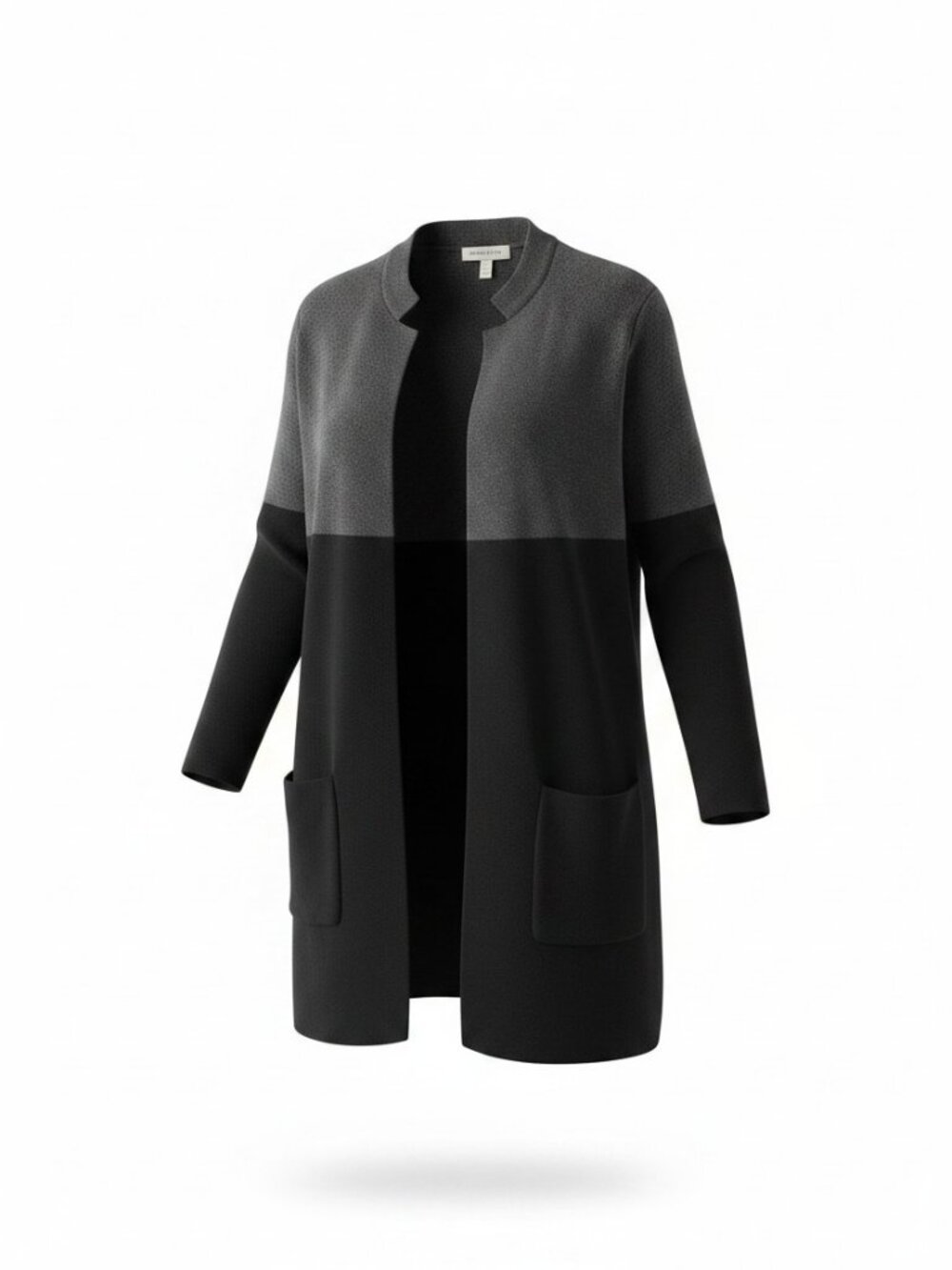 Anne Klein Charcoal & Black Open Front Blazer Cardigan Size Medium - Picture 2 of 10